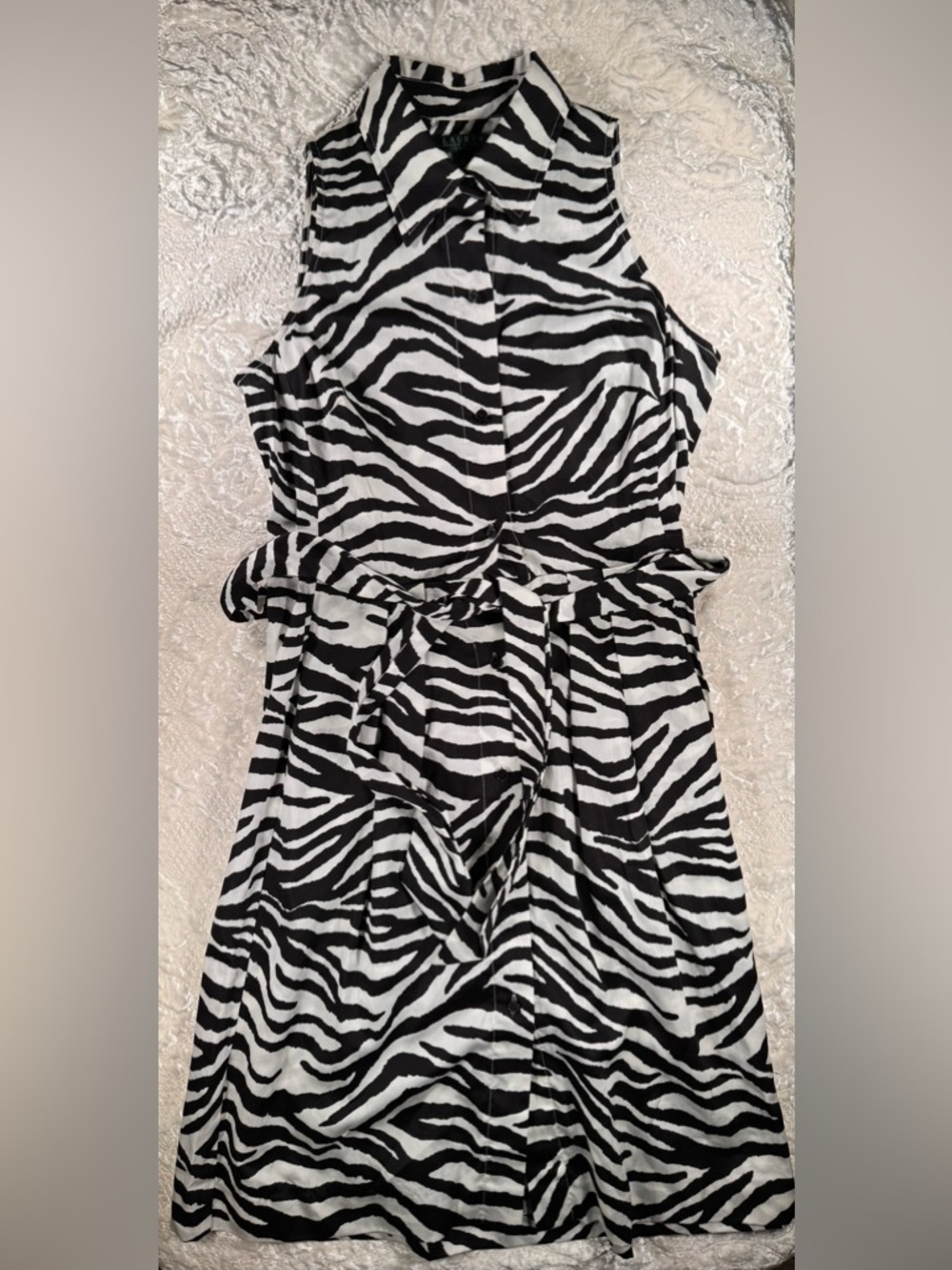 Lauren Ralph Lauren Black and White Zebra-Print Cotton Dress